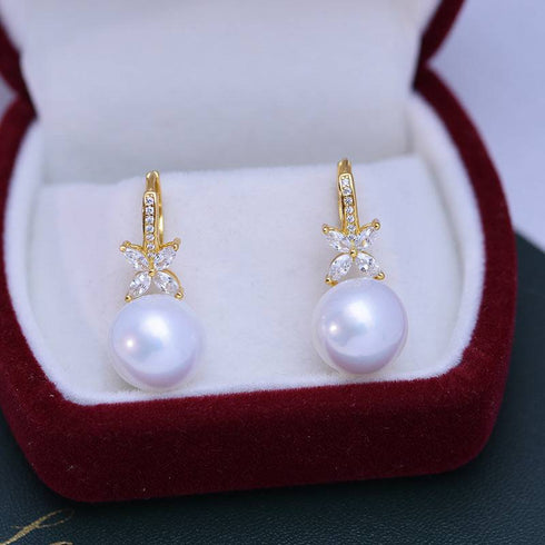 11-12mm CZ Pearl Earrings - House Of Pearls